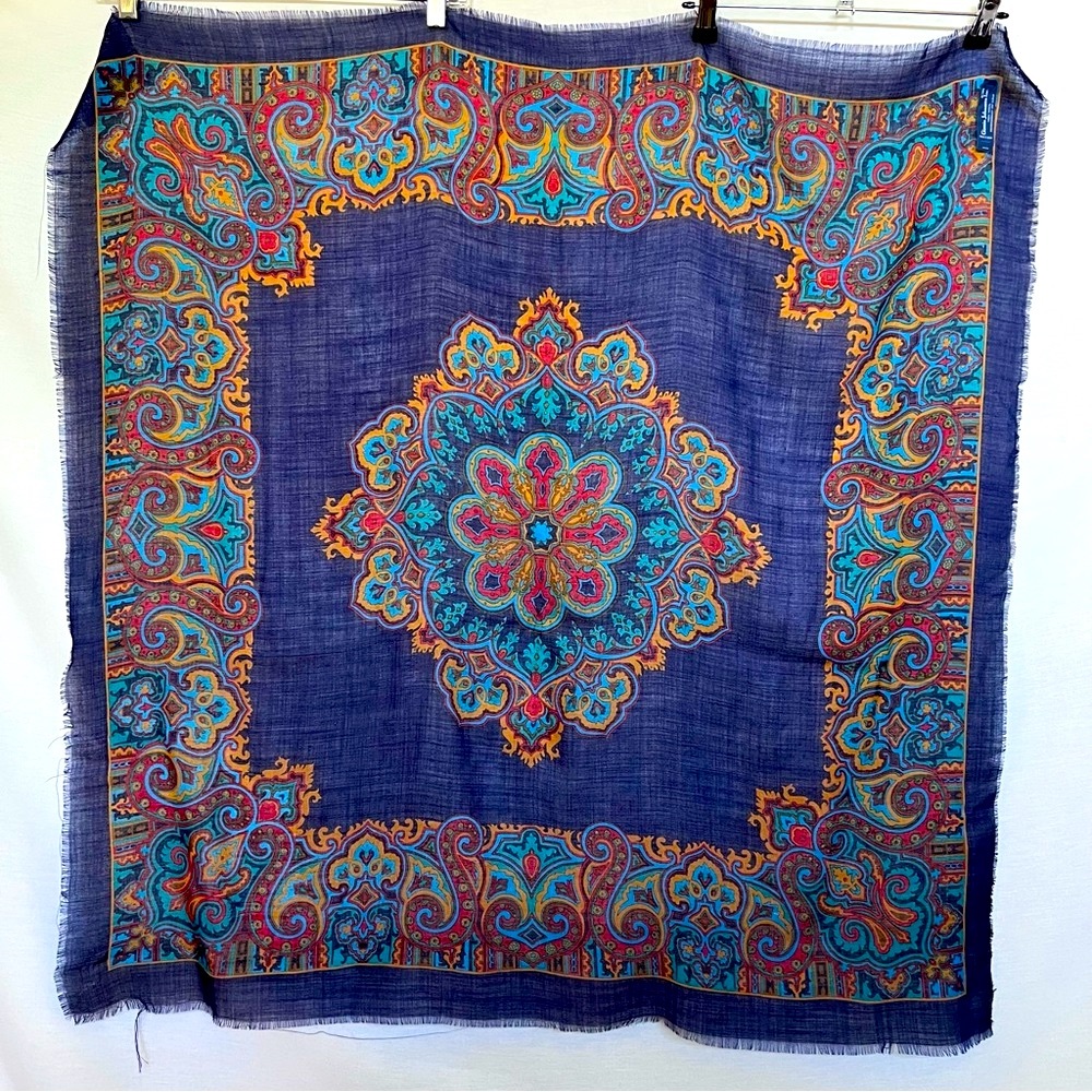 Vintage Ginnie Johansen Wool Scarf with Paisley Design 1986 - Picture 2 of 13